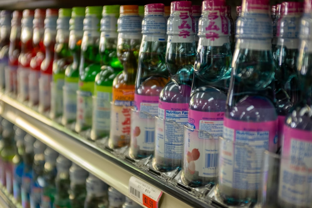 assorted glass bottle in store