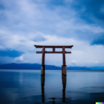 Wooden gate at seashore