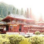 temple in front of body of water