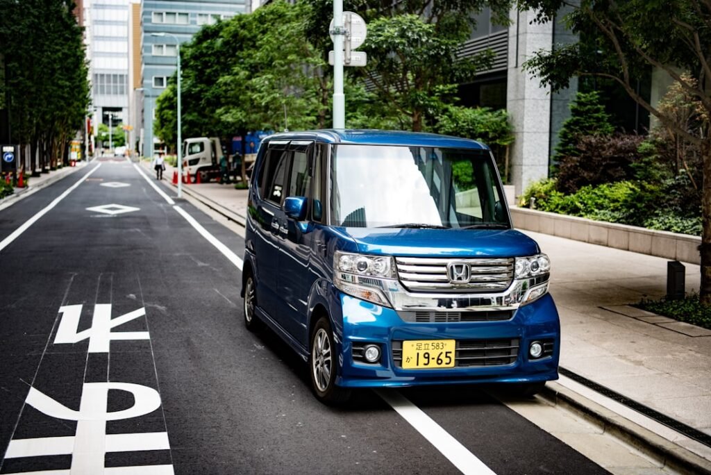 Honda blue car