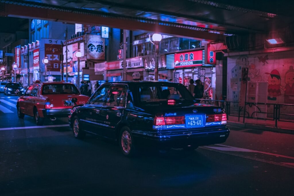 cars on road during night time