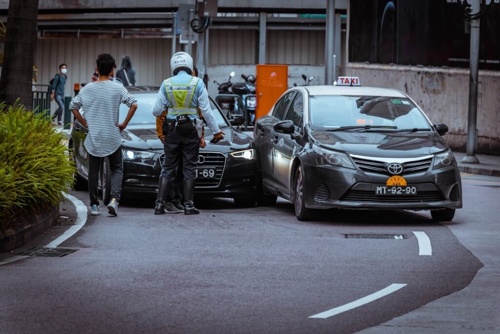 taxi in road